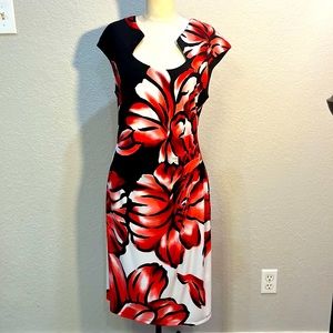 Red, black, and white  Connected Apparel floral dress